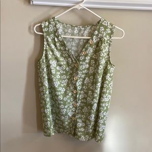 Size S nursing blouse, button down, green/white